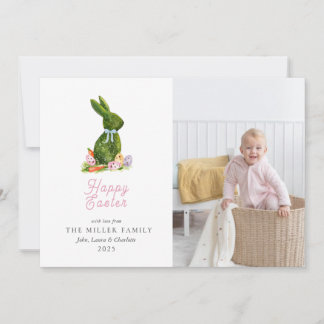 Cartes Pour Fêtes Annuelles Watercolor Easter Topiary bunny photo
