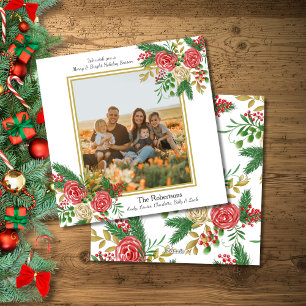 Cartes Pour Fêtes Annuelles Watercolor Family Photo Joyeux et Joyeux vacances