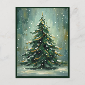 Cartes Pour Fêtes Annuelles Watercolor Green Christmas Tree Winter Holiday