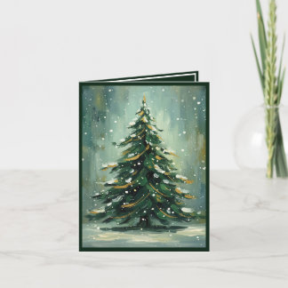 Cartes Pour Fêtes Annuelles Watercolor Green Christmas Tree Winter Holiday