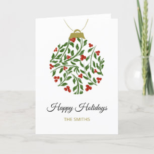Cartes Pour Fêtes Annuelles Watercolor Holiday Ornament Card