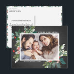 Cartes Pour Fêtes Annuelles Watercolor Hollies Chalkboard Photo de Noël<br><div class="desc">Envoyez vos voeux de Noël à vos proches cette saison avec cette carte postale de Noël horizontale rustique. Il présente des creux d'aquarelle, des accents faux feuille d'or, assortis motif de fête, arrière - plan faux tableau et typographie moderne. Les textes sont entièrement modifiables. Personnalisez cette carte photo de Noël...</div>