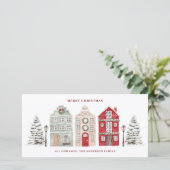 Cartes Pour Fêtes Annuelles Watercolor Houses (Debout devant)