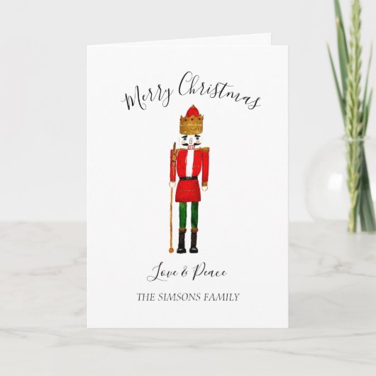 Cartes Pour Fêtes Annuelles Watercolor Nutcracker Joyeux Noël Festif (Devant)