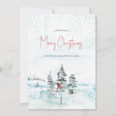 Cartes Pour Fêtes Annuelles Watercolor Photo Christmas Cards (Devant)