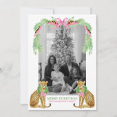 Cartes Pour Fêtes Annuelles Watercolor Preppy Leopard Garland Christmas (Devant)