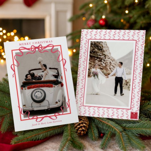 Cartes Pour Fêtes Annuelles Watercolor Red Bow Photo