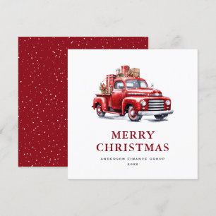 Cartes Pour Fêtes Annuelles Watercolor Retro Red Truck Business