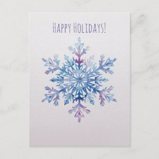 Cartes Pour Fêtes Annuelles Watercolor snowflake Christmas Holiday Card