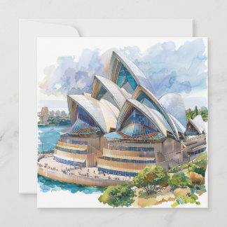 Cartes Pour Fêtes Annuelles Watercolor Sydney Opera House Aussie