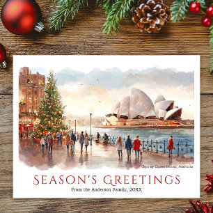 Cartes Pour Fêtes Annuelles Watercolor Sydney Operhouse Australie Noël