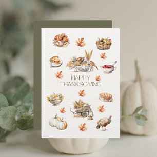 Cartes Pour Fêtes Annuelles Watercolor Thanksgiving Bon thanksgiving d'automne