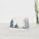 Cartes Pour Fêtes Annuelles Watercolor Winter Forest Deer (Dos)