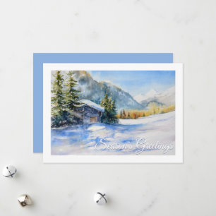 Cartes Pour Fêtes Annuelles Watercolor Winter Scene Business