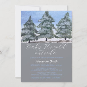 Cartes Pour Fêtes Annuelles Watercolor Winter Tree Forest Boy Baby shower