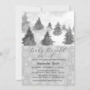 Cartes Pour Fêtes Annuelles Watercolor Winter Tree Forest Boy Baby shower