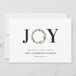 Cartes Pour Fêtes Annuelles Watercolor wreath joie monogramme famille de vacan
