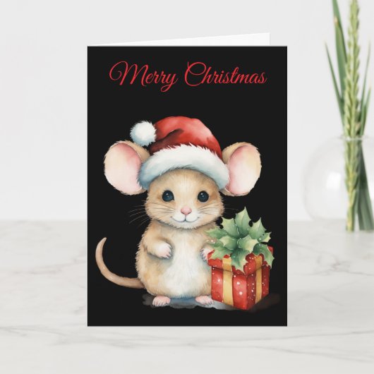 Cartes Pour Fêtes Annuelles Watercolour Christmas Mouse (Devant)