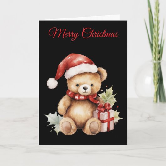 Cartes Pour Fêtes Annuelles Watercolour Christmas Teddy Bear (Devant)