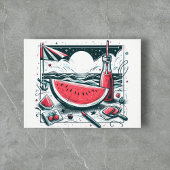 Cartes Pour Fêtes Annuelles Watermelon White Minimalist Plage Tropical Été