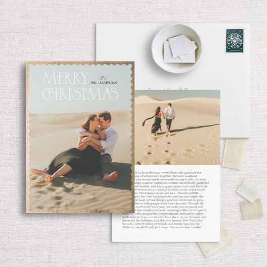 Cartes Pour Fêtes Annuelles Wavy Gold Frame Classic Joyeux Noël