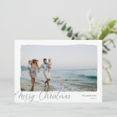 Cartes Pour Fêtes Annuelles Wavy | Simple Horizontale Joyeux Noël Photo (Debout devant)