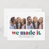 Cartes Pour Fêtes Annuelles We Made It Two Photo Christmas Holiday Postcard (Devant / Derrière)