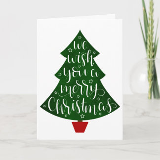 Cartes Pour Fêtes Annuelles We Wish you a Merry Christmas Calligraphy Tree