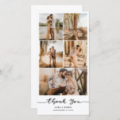 Cartes Pour Fêtes Annuelles Wedding Thank You Casual Script Photo Collage (Devant / Derrière)