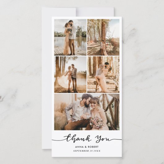 Cartes Pour Fêtes Annuelles Wedding Thank You Casual Script Photo Collage (Devant)