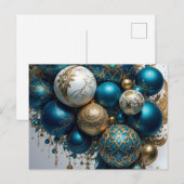 Cartes Pour Fêtes Annuelles Weihnachtskugeln Gold Blau Luxus Fest (Devant / Derrière)