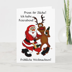 Cartes Pour Fêtes Annuelles Weihnachtsmann mit Elch