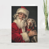 Cartes Pour Fêtes Annuelles Weimaraner et Père Noël (Devant)