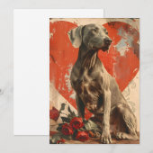 Cartes Pour Fêtes Annuelles Weimaraner Vintage Saint-Valentin (Devant / Derrière)