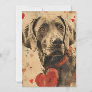 Cartes Pour Fêtes Annuelles Weimaraner Vintage Saint Valentin