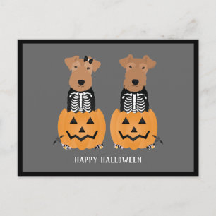 Cartes Pour Fêtes Annuelles Welsh Terrier Halloween Skeleton
