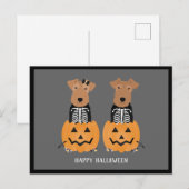 Cartes Pour Fêtes Annuelles Welsh Terrier Halloween Skeleton (Devant / Derrière)