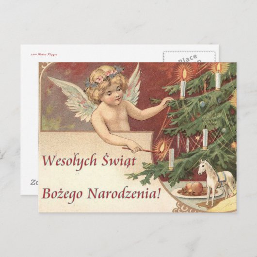 Cartes Pour Fêtes Annuelles Wesolych Swiat Bozego Narodzenia Merry Christmas (Devant / Derrière)