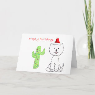 Cartes Pour Fêtes Annuelles West Highland White Terrier Cactus Noël