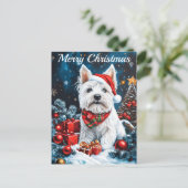 Cartes Pour Fêtes Annuelles West Highland White Terrier Noël (Debout devant)
