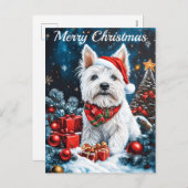 Cartes Pour Fêtes Annuelles West Highland White Terrier Noël (Devant / Derrière)