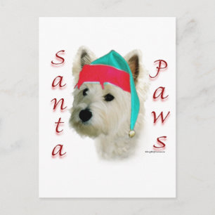 Cartes Pour Fêtes Annuelles West Highland White Terrier Père Noël Paws