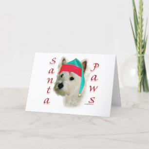 Cartes Pour Fêtes Annuelles West Highland White Terrier Père Noël Paws Voiture