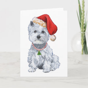 Cartes Pour Fêtes Annuelles West Highland White Terrier Santa Claus