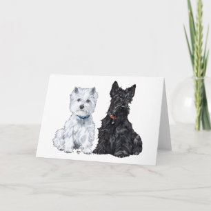 Cartes Pour Fêtes Annuelles West Highland White & Terriers Écossais