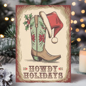 Cartes Pour Fêtes Annuelles Western Boot Howdays Holidays Cowboy Noël