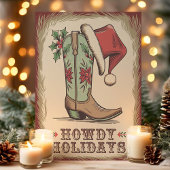 Cartes Pour Fêtes Annuelles Western Boot Howdays Holidays Cowboy Noël