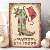Cartes Pour Fêtes Annuelles Western Boot Howdays Holidays Cowboy Noël