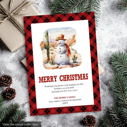 Cartes Pour Fêtes Annuelles Western Buffalo Check Merry Christmas Card