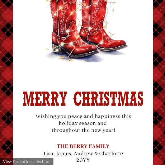 Cartes Pour Fêtes Annuelles Western Christmas card red black cozy style